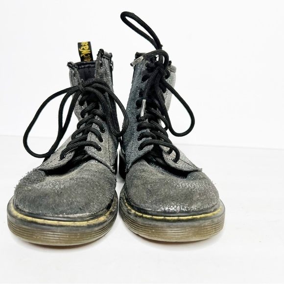 Dr. Martens Pascal Glitter Combat Boots Silver Size 13 Girls - Picture 3 of 6
